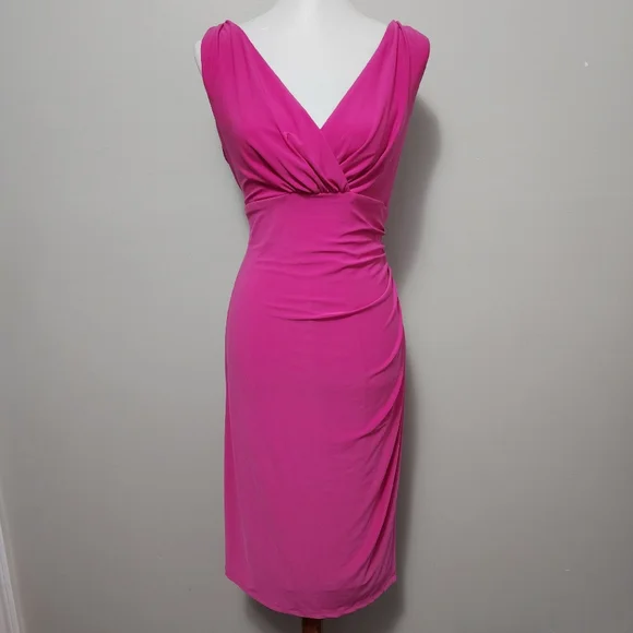 American Living Pink Ruched Surplice Sheath Dress Size 16 - Picture 1 of 7